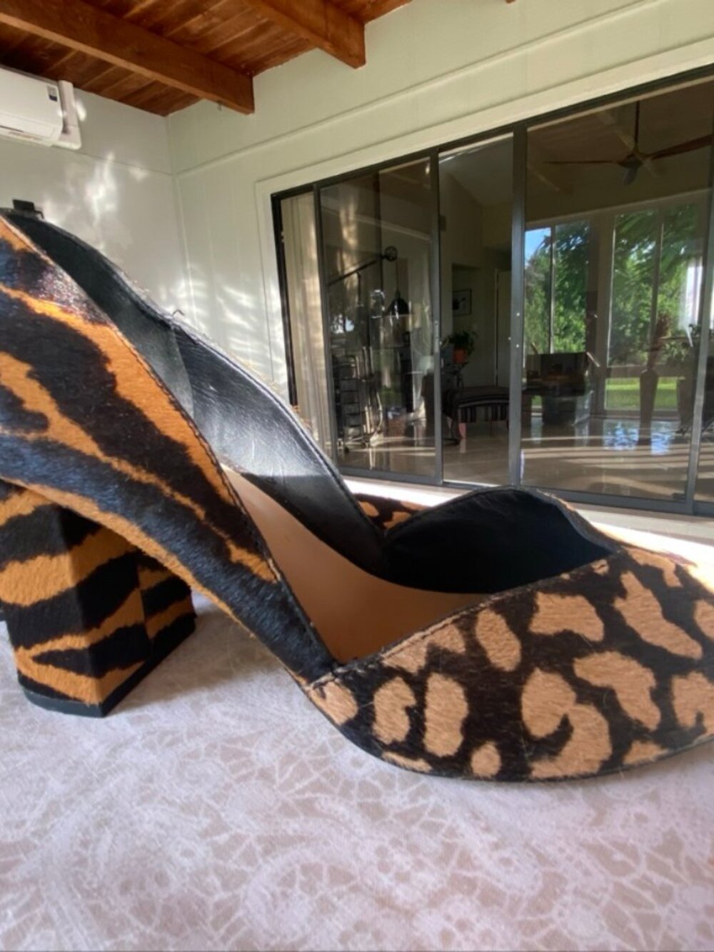 1.STATE Leopard Calf Hair Block Heel Pumps 8.5
